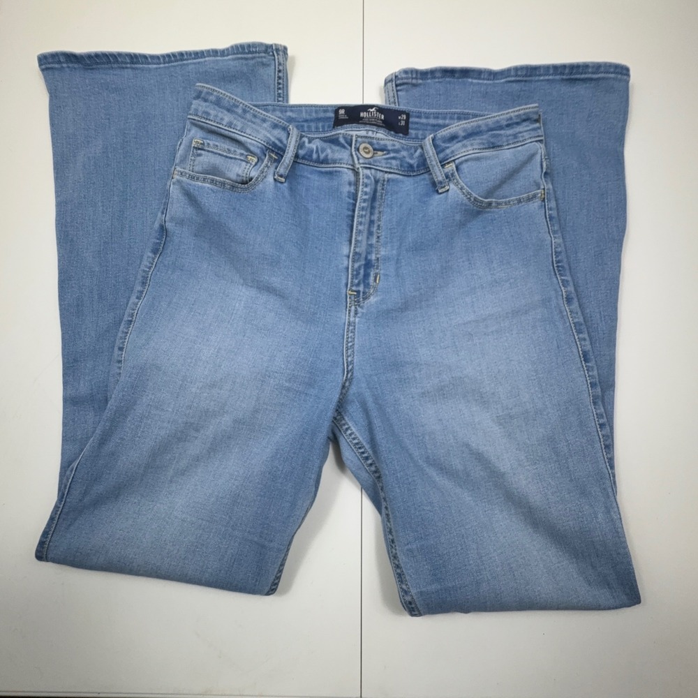 Hollister High Rise Flare Jeans Light Wash Womens 9R W29 L31 Y2K